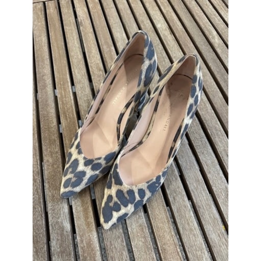 Loeffler Randall Leopard Print Pointed Toe Block Heel Pumps Women's Size 9 B